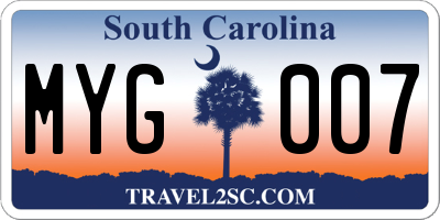 SC license plate MYG007