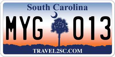 SC license plate MYG013