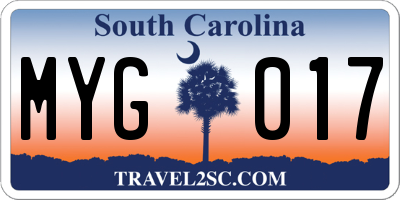 SC license plate MYG017