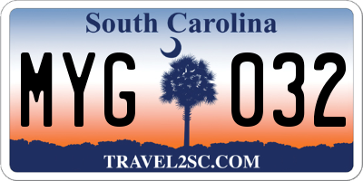 SC license plate MYG032