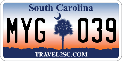 SC license plate MYG039
