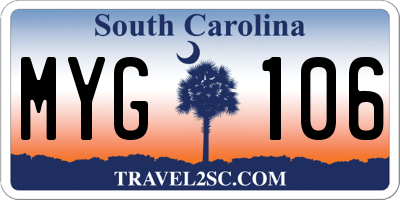 SC license plate MYG106