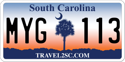 SC license plate MYG113