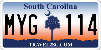 SC license plate MYG114