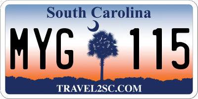 SC license plate MYG115