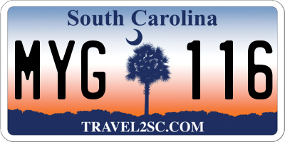 SC license plate MYG116