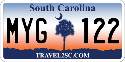 SC license plate MYG122