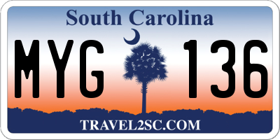 SC license plate MYG136