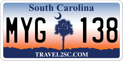 SC license plate MYG138