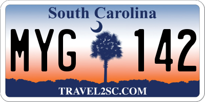 SC license plate MYG142