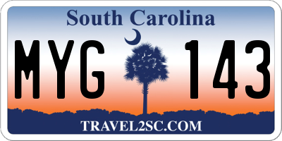 SC license plate MYG143