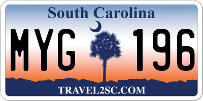 SC license plate MYG196