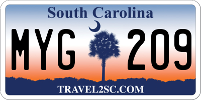 SC license plate MYG209