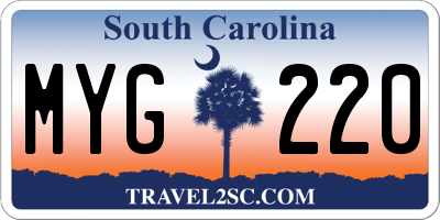 SC license plate MYG220