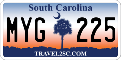 SC license plate MYG225
