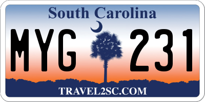 SC license plate MYG231
