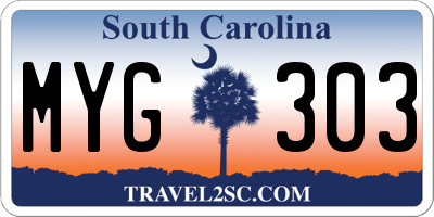 SC license plate MYG303