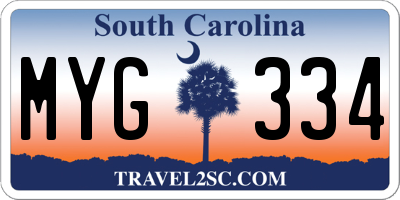 SC license plate MYG334