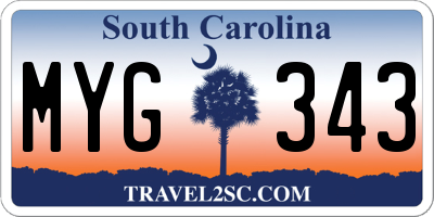 SC license plate MYG343