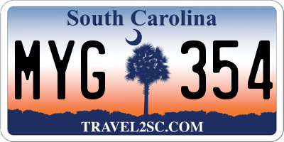 SC license plate MYG354