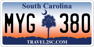 SC license plate MYG380