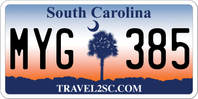 SC license plate MYG385