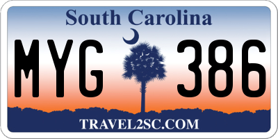 SC license plate MYG386