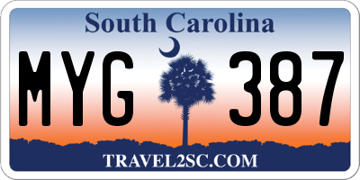 SC license plate MYG387