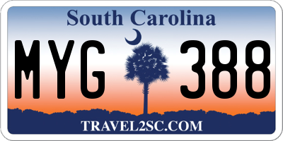 SC license plate MYG388