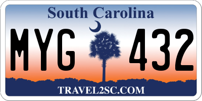 SC license plate MYG432