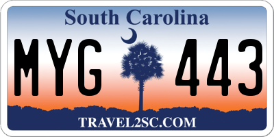 SC license plate MYG443