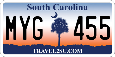 SC license plate MYG455