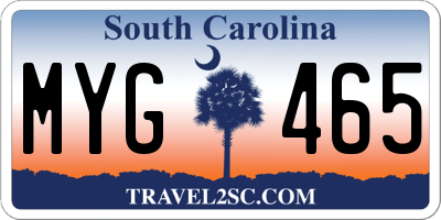 SC license plate MYG465