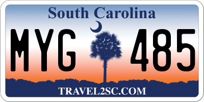 SC license plate MYG485