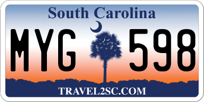 SC license plate MYG598
