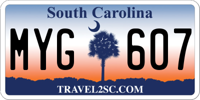 SC license plate MYG607