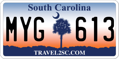 SC license plate MYG613