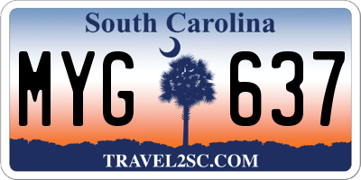 SC license plate MYG637