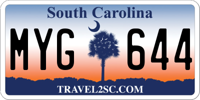 SC license plate MYG644