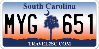 SC license plate MYG651