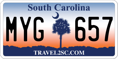 SC license plate MYG657