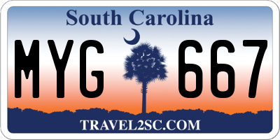 SC license plate MYG667