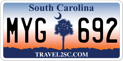 SC license plate MYG692