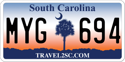 SC license plate MYG694