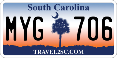 SC license plate MYG706