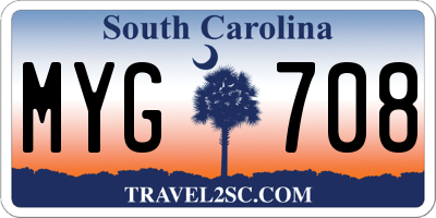 SC license plate MYG708