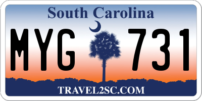 SC license plate MYG731