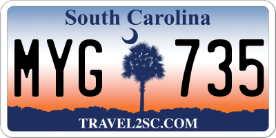 SC license plate MYG735