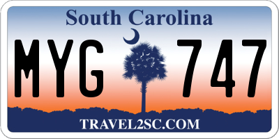 SC license plate MYG747