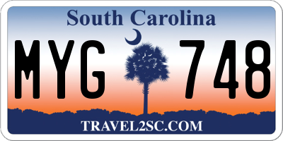 SC license plate MYG748